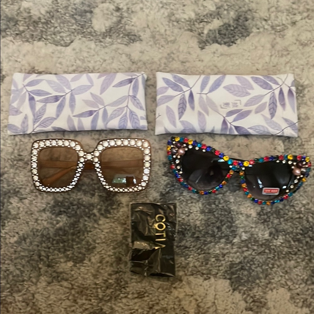 Women's Embellished Sunglasses - Multicolor and Brown
